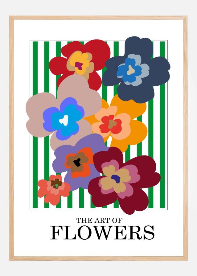 The Art Of Flowers Green Stripe Plagát