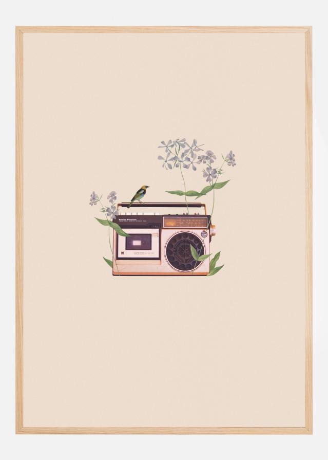 Floral vintage radio Plagát