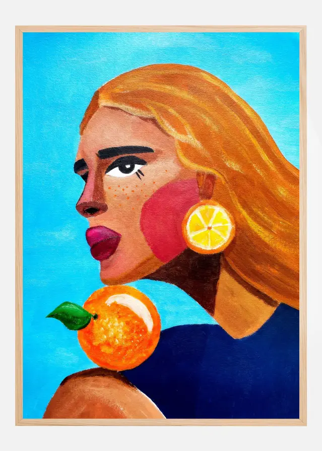 Woman With Orange Plagát
