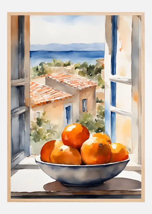 Orangenschale im Fenster Plagát