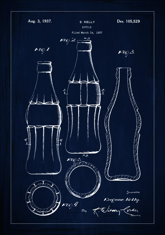 Motív patentov - Coca Cola - Modrá farba Plagát