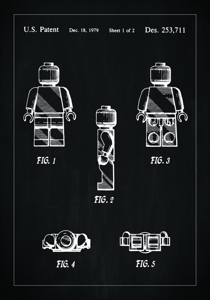 Motív patentov - Lego v - Cierna Plagát