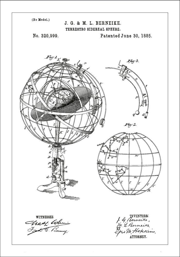 Motív patentov - Astronomický model - Biela Plagát