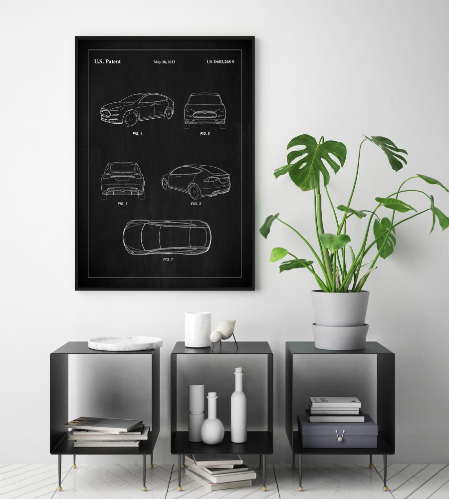 Patent Print - Tesla - Black Plagát