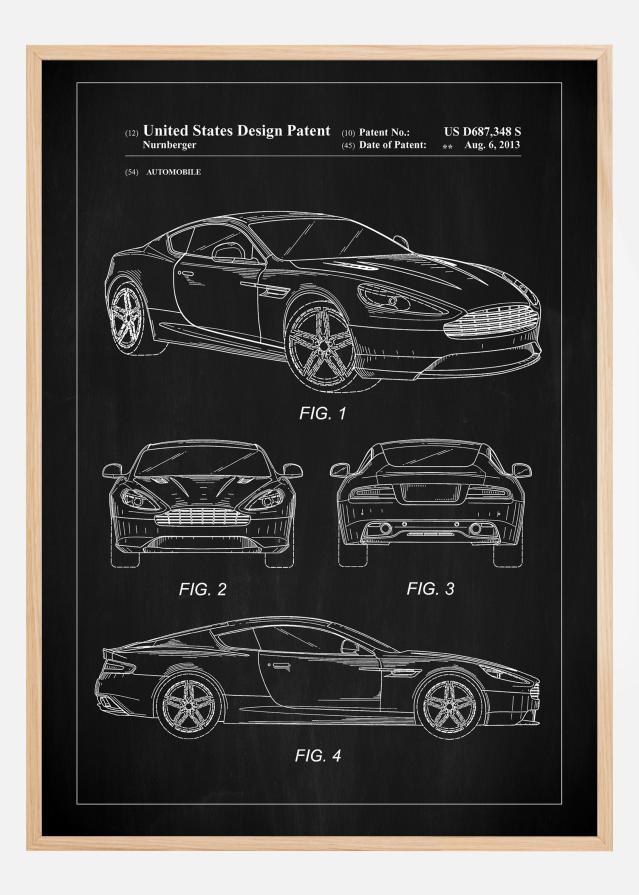 Patent Print - Aston Martin - Black Plagát