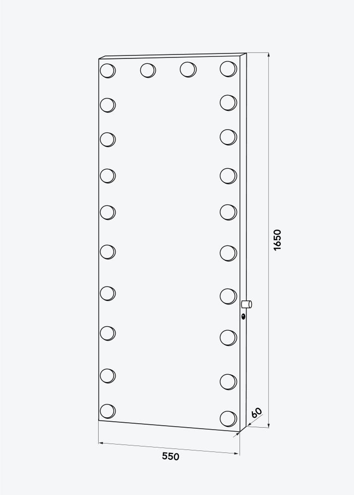 KAILA Zrkadlo borovica LED Cierna 55x165 cm