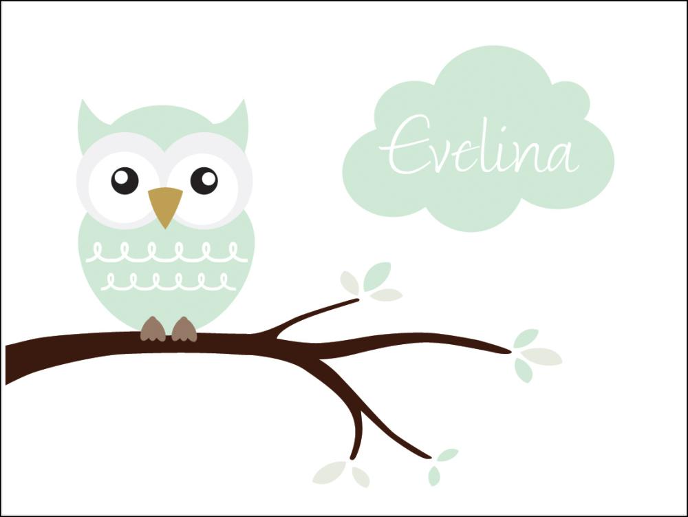 Owl Name Plagát Light Green