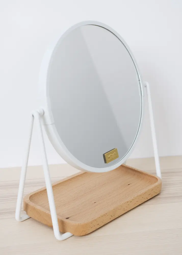 Stolové zrkadlo Tray Biela 17 cm Ø