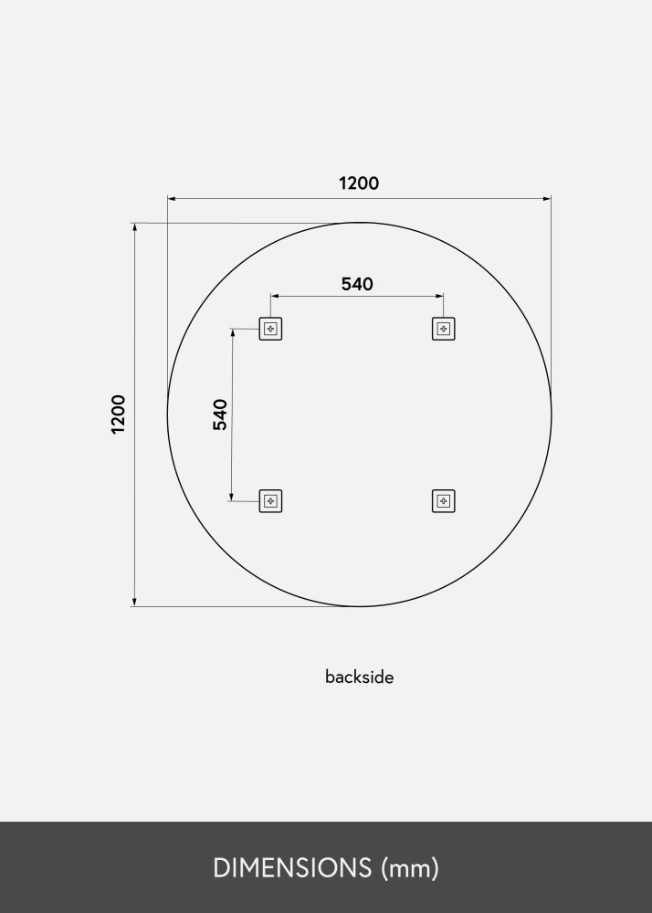 KAILA Okrúhly Zrkadlo 120 cm Ø