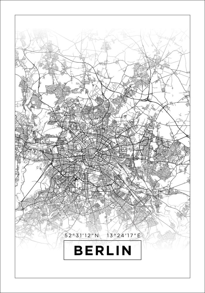 Mapa - Berlin - Biela Plagát