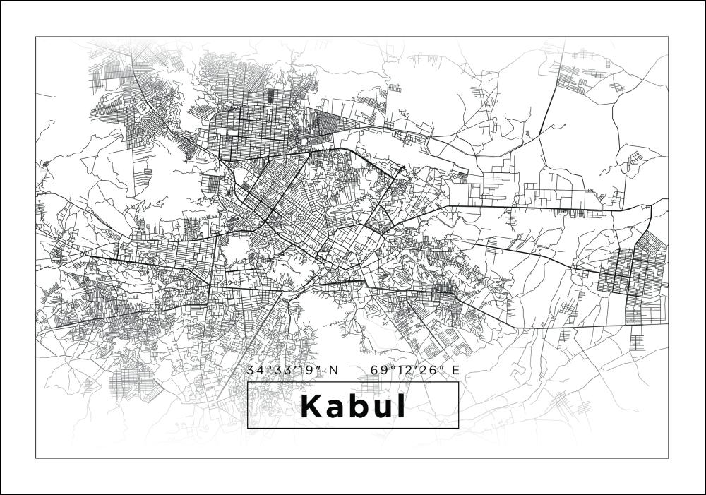 Mapa - Kabul - Biela Plagát