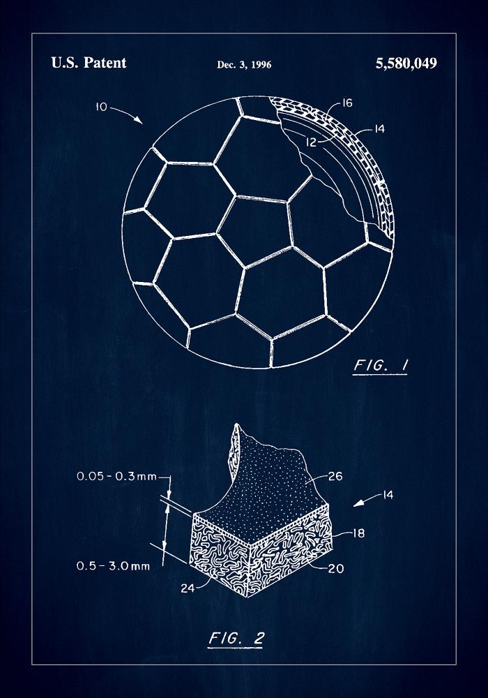 Patent Print - Football - Blue Plagát