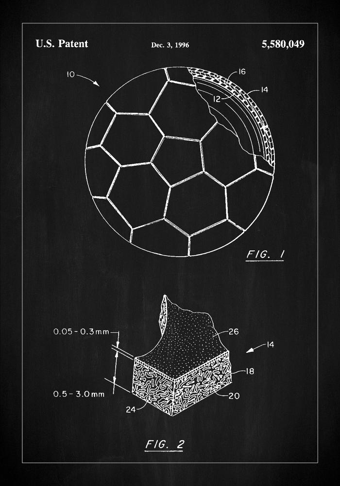 Patent Print - Football - Black Plagát