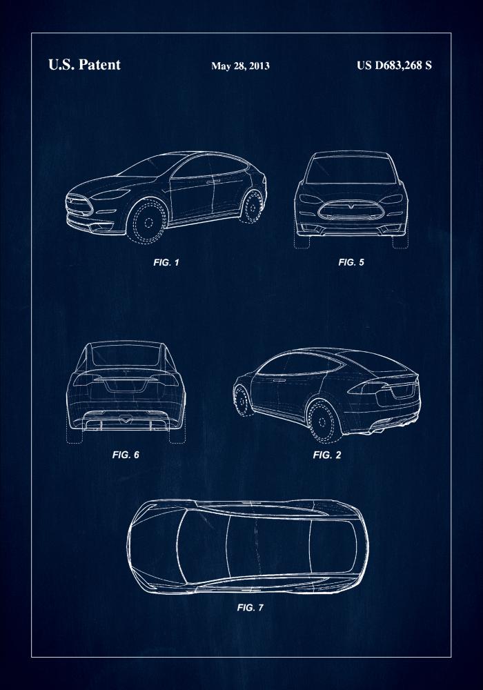 Patent Print - Tesla - Blue Plagát