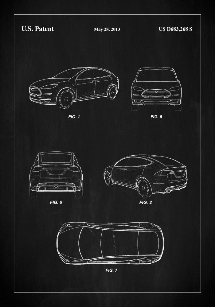 Patent Print - Tesla - Black Plagát