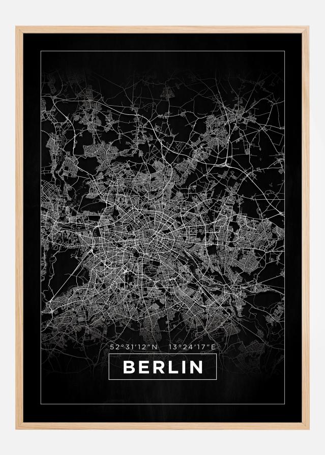 Mapa - Berlin - Cierna Plagát