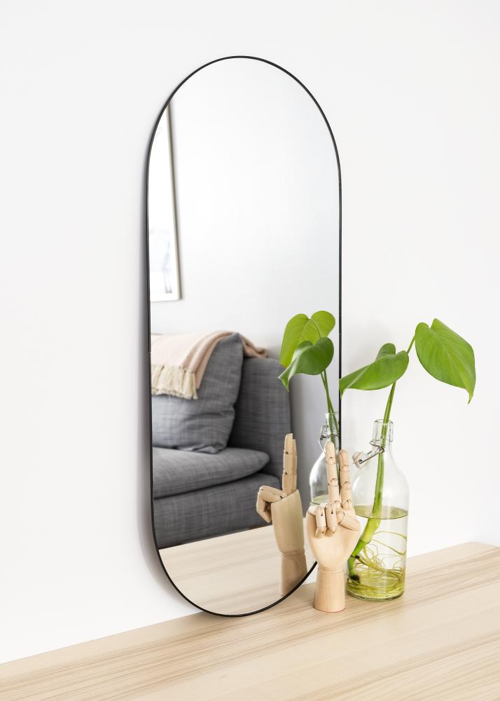 Oválny Mirror Jersey- Thin Black 35x80 cm