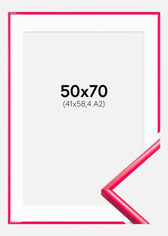 Rám New Lifestyle Hot Pink 50x70 cm - Pasparta Biela 42x59,4 cm (A2)