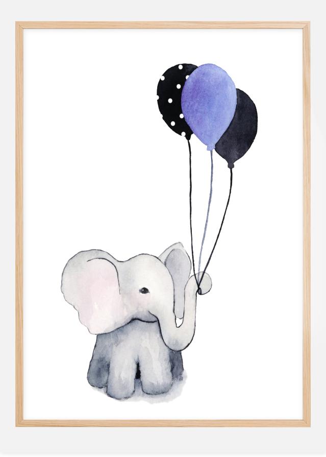 Elephant With Balloons Plagát