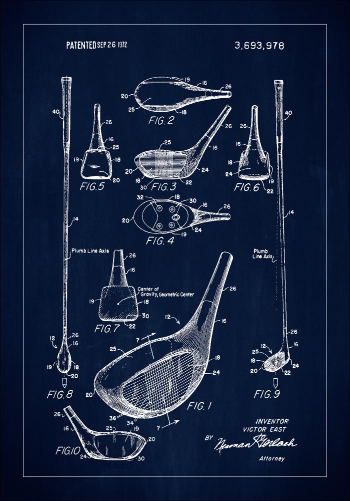 Patent Print - Golf Club - Blue Plagát