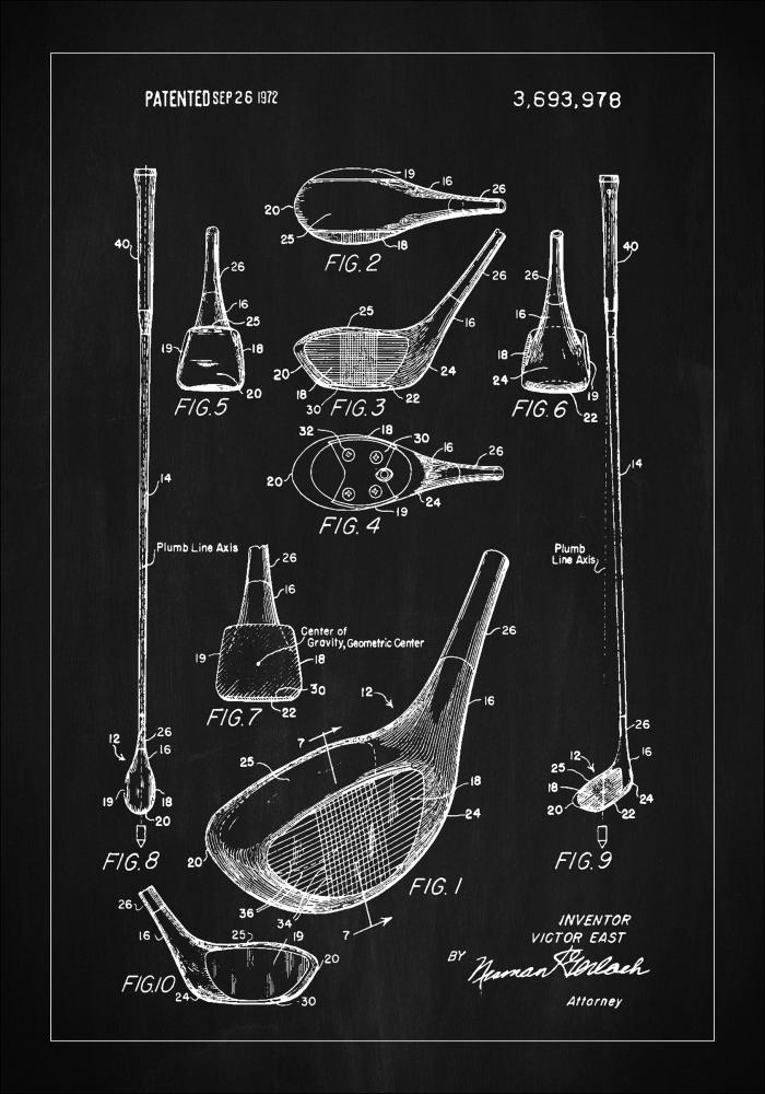 Patent Print - Golf Club - Black Plagát