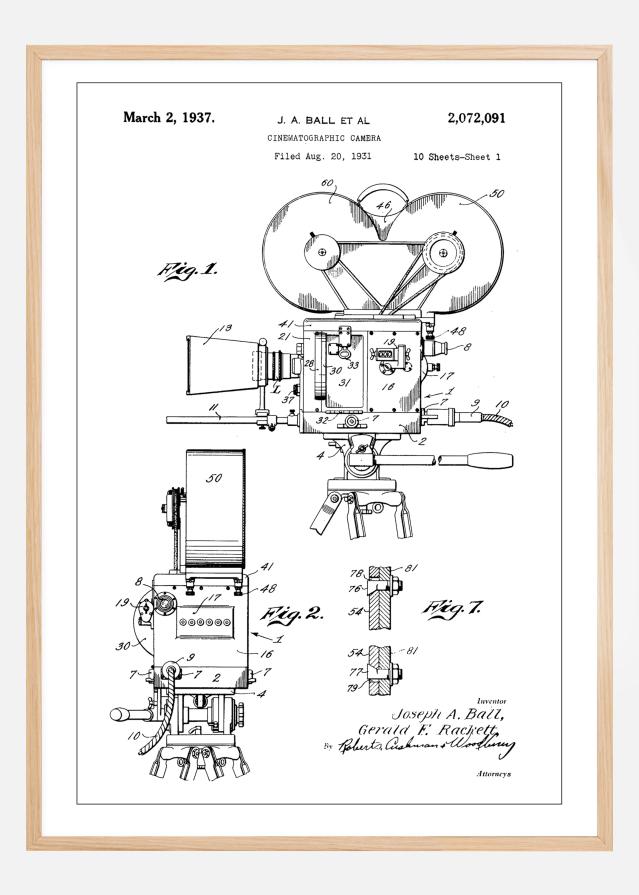 Patent Print - Cinematic Camera - White Plagát