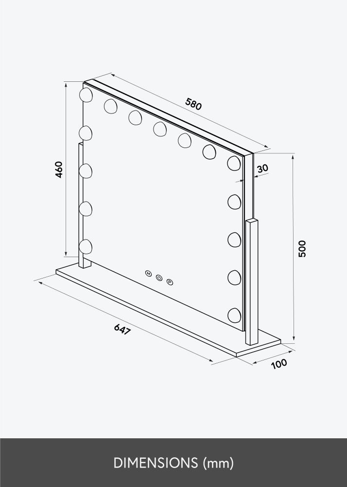 KAILA Kozmetické zrkadlo Soft Corner LED Cierna 60x52 cm