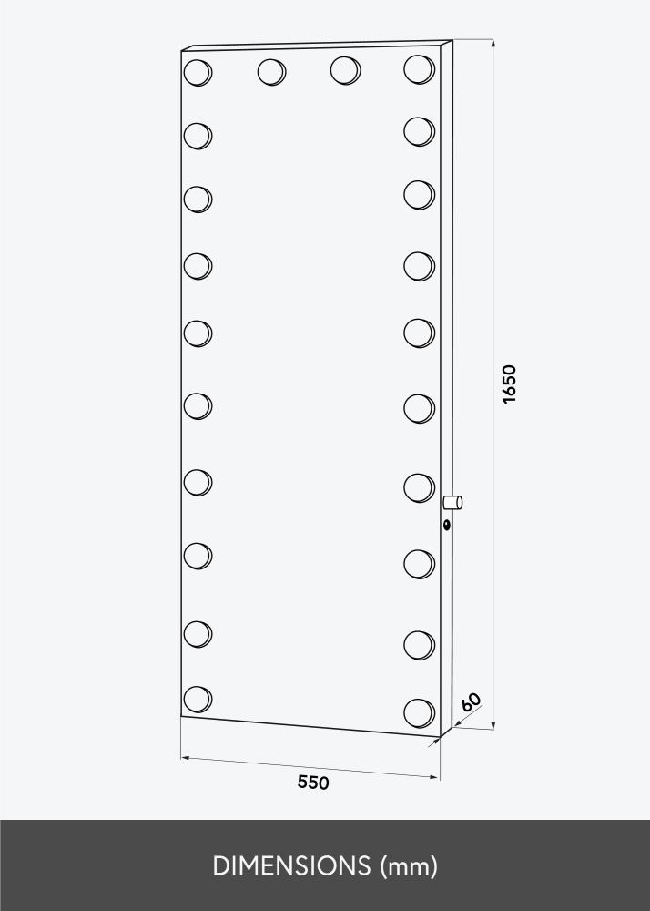 KAILA Zrkadlo borovica LED Cierna 55x165 cm