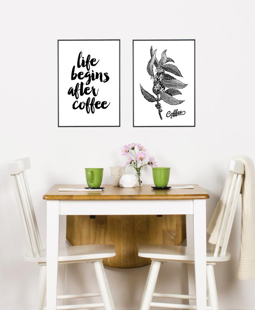 Life begins after coffee Plagát