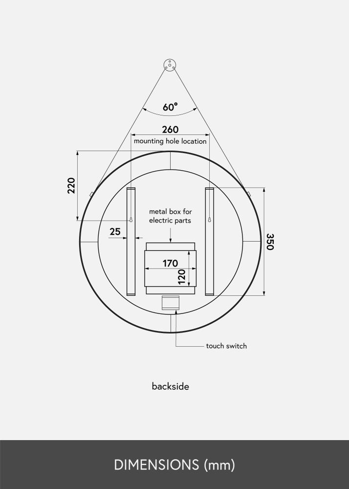 KAILA Zrkadlo Belt LED Zlatá 60 cm Ø