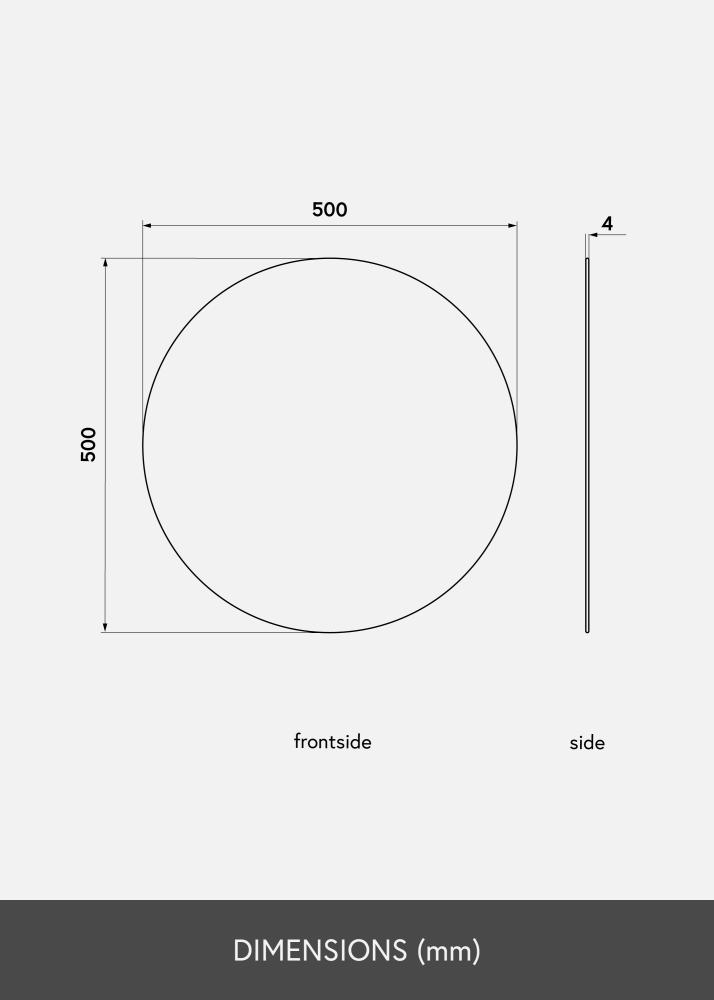 KAILA Okrúhly Zrkadlo 50 cm Ø