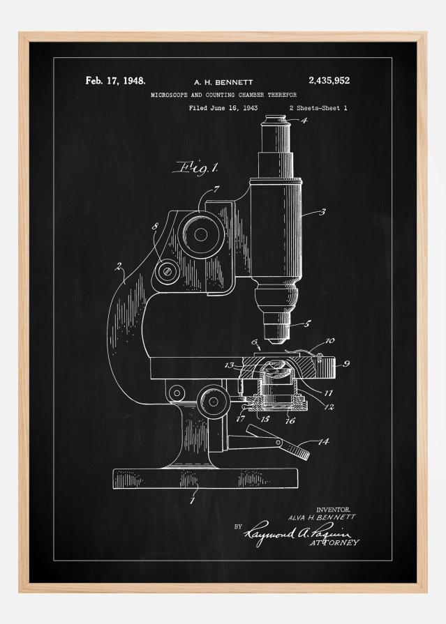 Patent Print - Microscope - Black Plagát