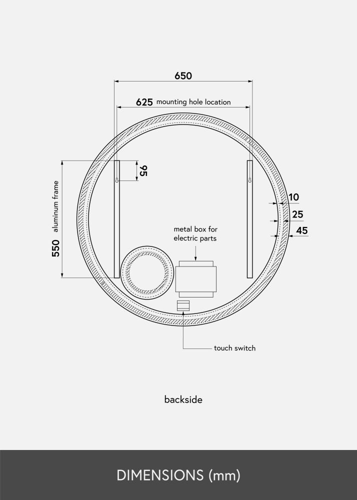 KAILA Zrkadlo Circular Magnifying LED 100 cm Ø