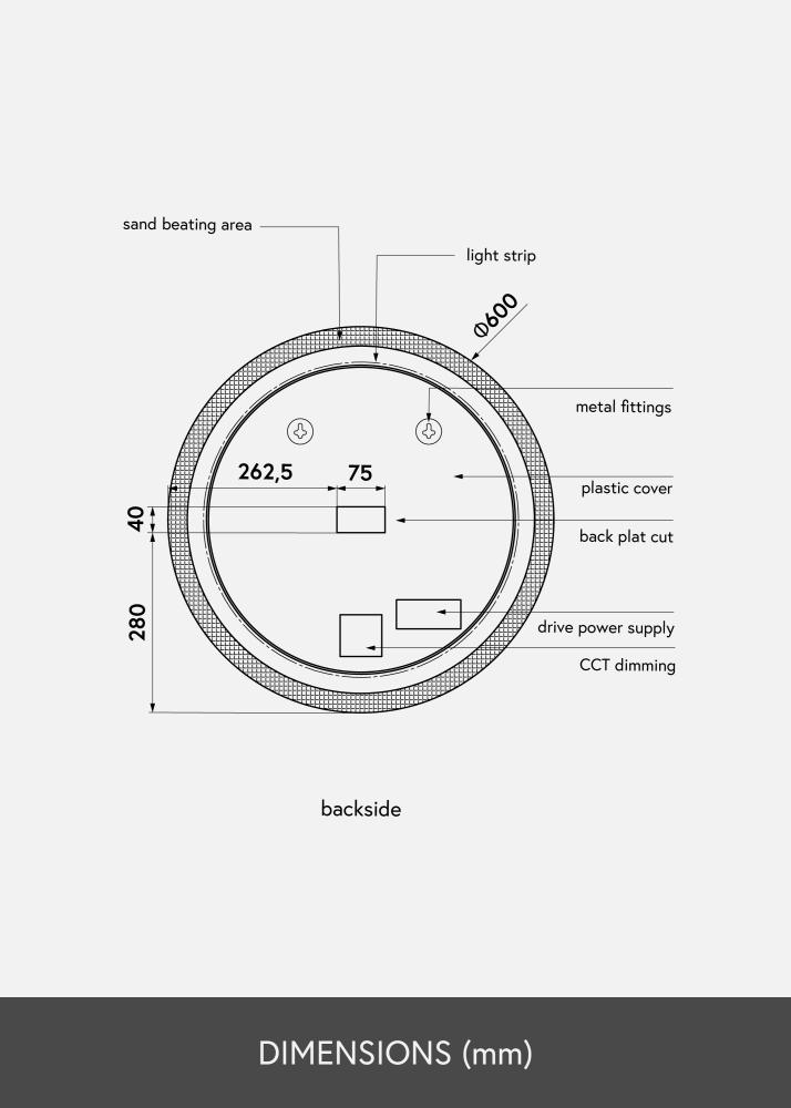 KAILA Zrkadlo Circular LED 60 cm Ø