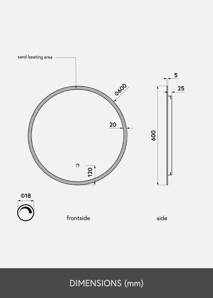 KAILA Zrkadlo Frost LED 60 cm Ø