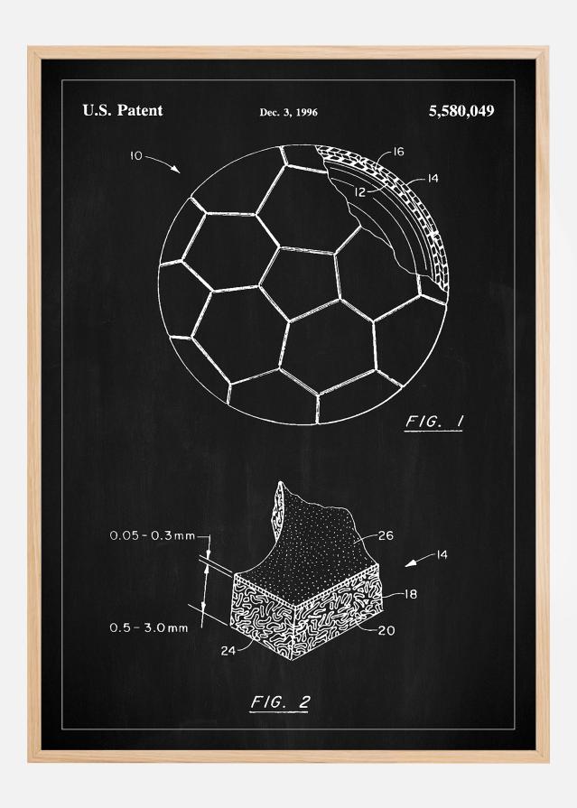 Patent Print - Football - Black Plagát