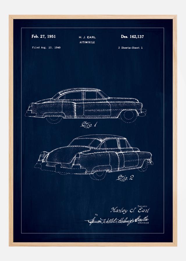 Motív patentov - Cadillac v - Modrá farba Plagát