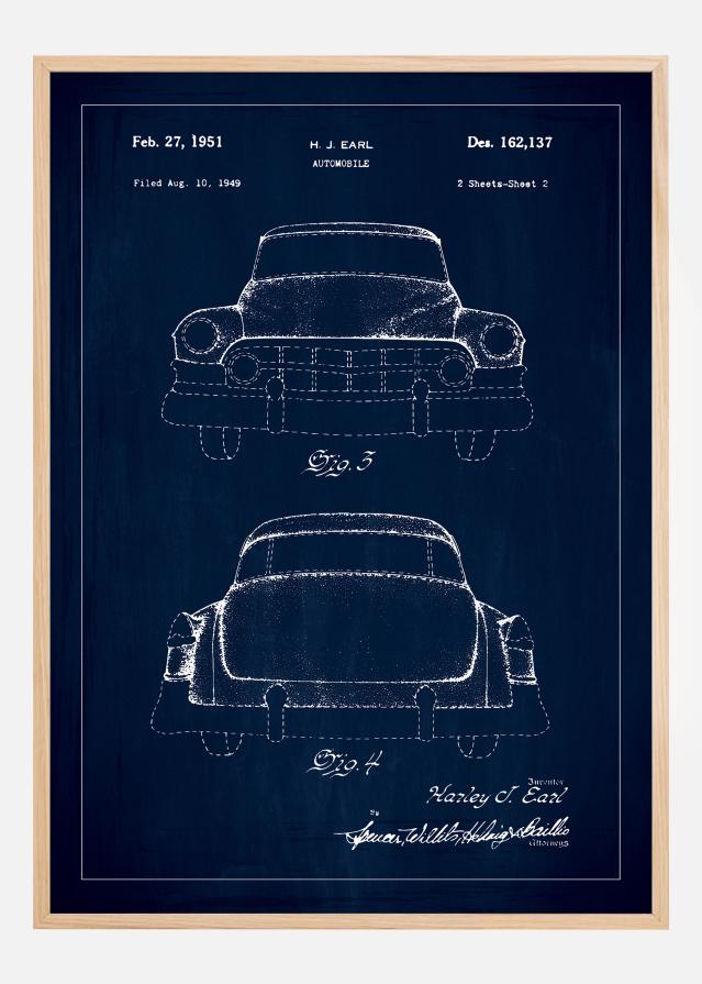 Motív patentov - Cadillac II - Modrá farba Plagát