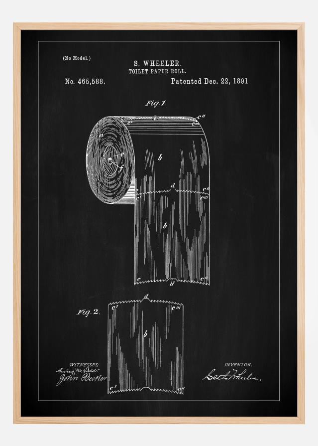 Patent Print - Toilet Paper Roll - Black Plagát