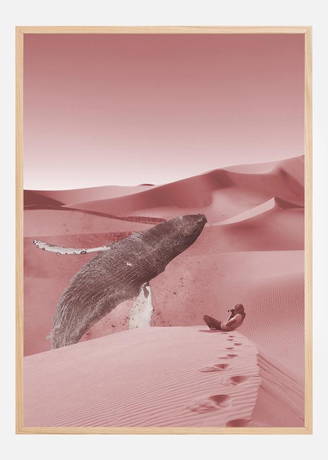 Whale in a pink desert Plagát