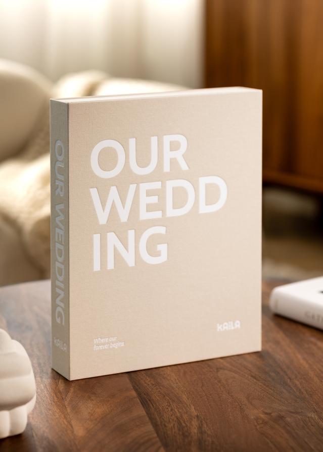 KAILA OUR WEDDING Creme - Coffee Table Photo Album (60 Cierna Strany)