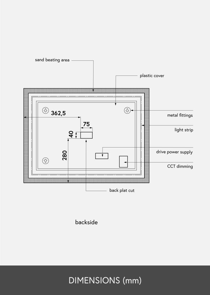 KAILA Zrkadlo Rectangle II LED 60x80 cm