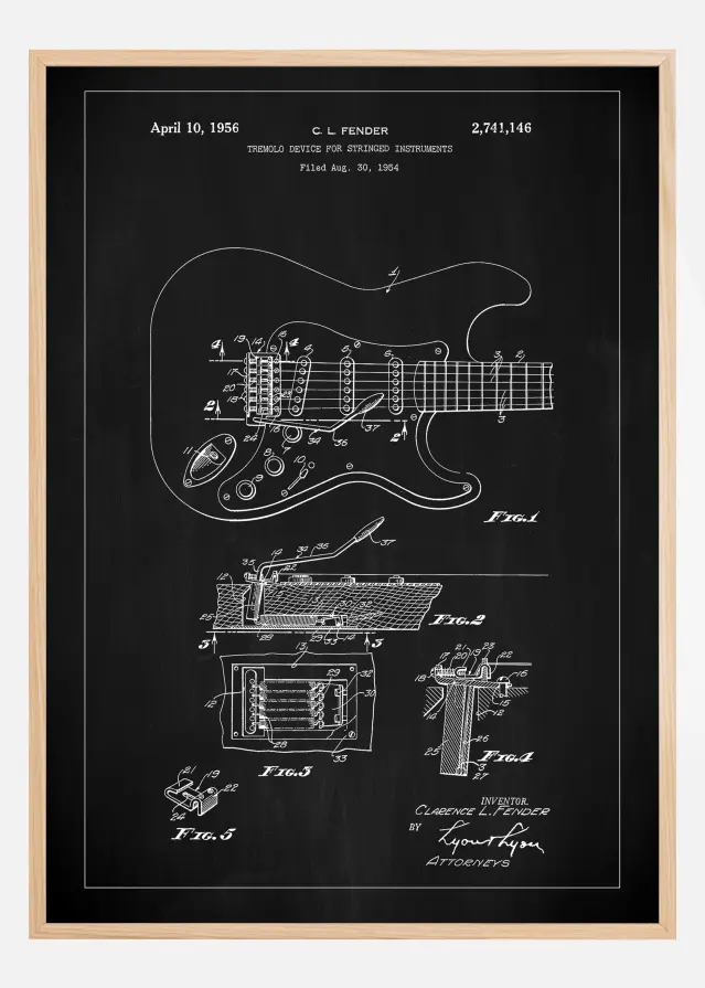 Patent Print - Tremolo Device - Black Plagát