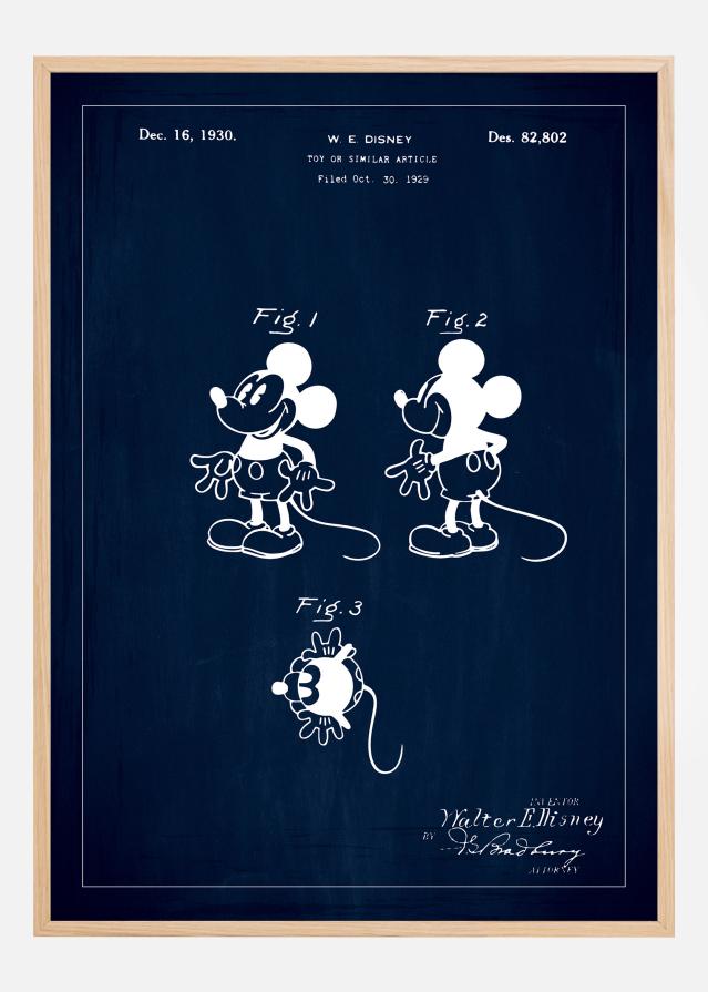 Motív patentov - Disney - Mickey Mouse - Modrá farba Plagát