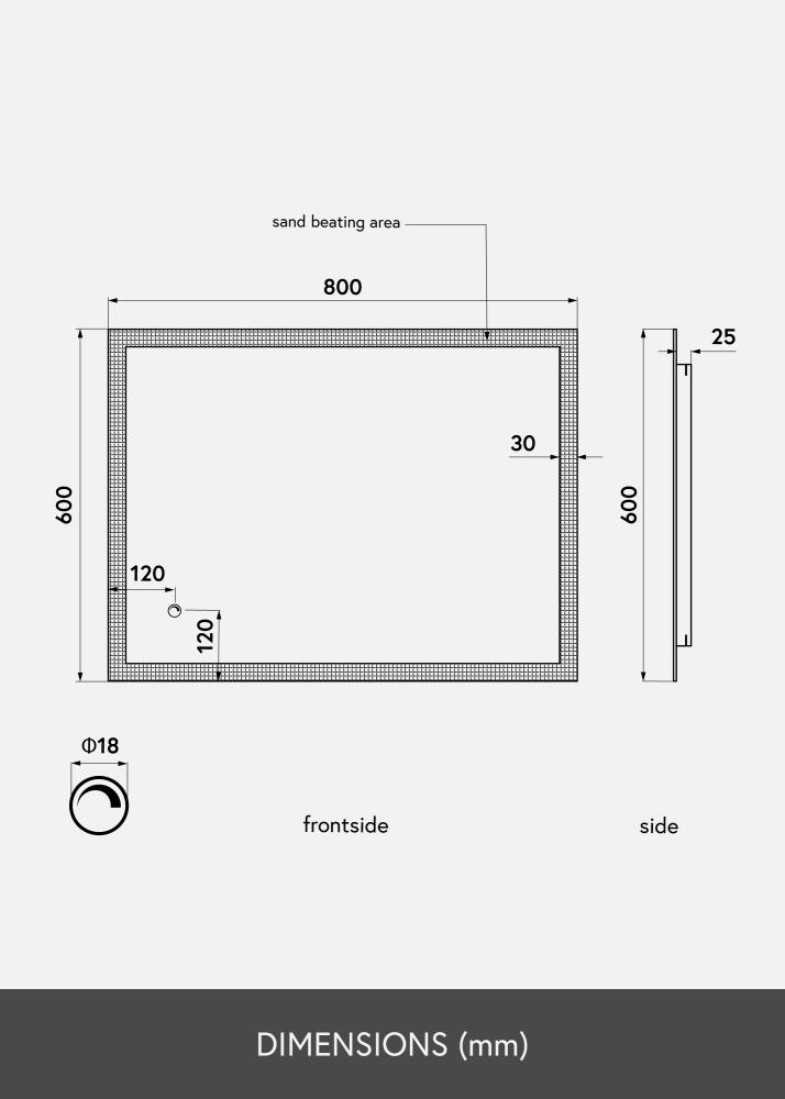 KAILA Zrkadlo Rectangle II LED 60x80 cm