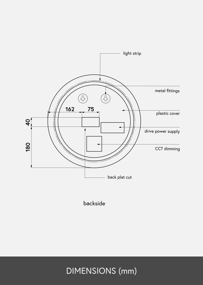 KAILA Zrkadlo LED 40 cm Ø