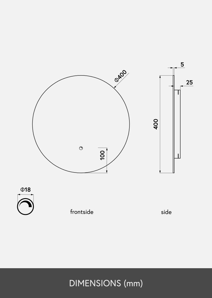 KAILA Zrkadlo LED 40 cm Ø