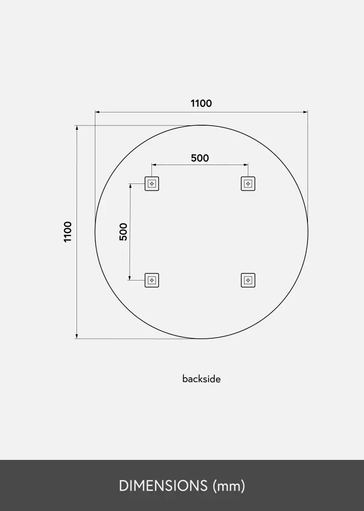KAILA Okrúhly Zrkadlo Deluxe 110 cm Ø