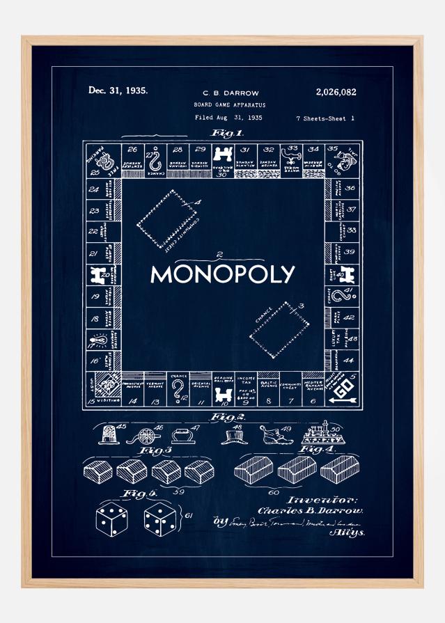 Motív patentov - Monopol v - Modrá farba Plagát