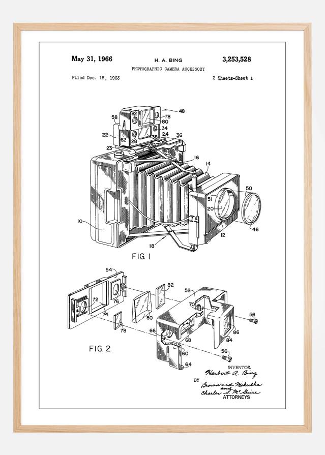 Patent Print - Photographic Camera - White Plagát